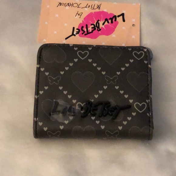 Betsey Johnson Luv Betsey Snap Card Wallet Black & Silver Heart & Butterflies - Picture 14 of 16